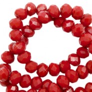 Faceted glass beads 4x3mm disc Maroon red-pearl shine coating